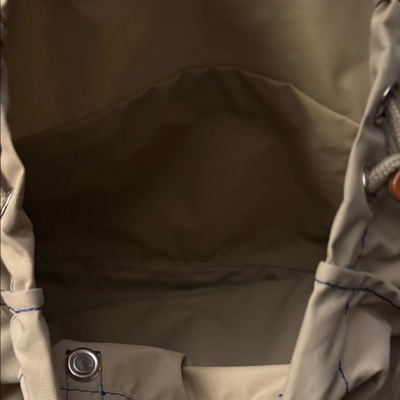 Lacoste Light Beige Nylon Tote with Brown Leather Handles - Picture 7 of 16